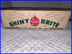 VTG Mica Striped Double Indent Round Glass Xmas Ornament Box/12 4 Ex Cond