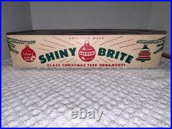VTG Mica Striped Double Indent Round Glass Xmas Ornament Box/12 4 Ex Cond