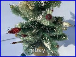 VTG Musical Bottle Brush Rotating Christmas Tree Japan Glass Ornaments Works 50s