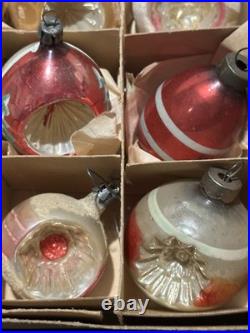 VTG UNIQUE Mercury Glass Triple Indent Stripe Teardrop Bell Shiny Brite Ornament