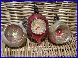 VTG UNIQUE Mercury Glass Triple Indent Stripe Teardrop Bell Shiny Brite Ornament