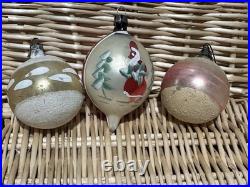 VTG UNIQUE Mercury Glass Triple Indent Stripe Teardrop Bell Shiny Brite Ornament