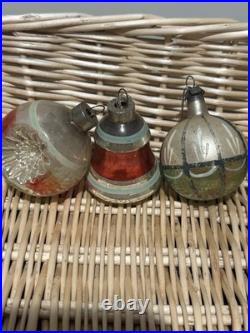 VTG UNIQUE Mercury Glass Triple Indent Stripe Teardrop Bell Shiny Brite Ornament
