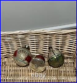 VTG UNIQUE Mercury Glass Triple Indent Stripe Teardrop Bell Shiny Brite Ornament