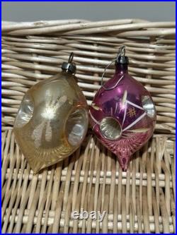 VTG UNIQUE Mercury Glass Triple Indent Stripe Teardrop Bell Shiny Brite Ornament