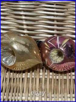 VTG UNIQUE Mercury Glass Triple Indent Stripe Teardrop Bell Shiny Brite Ornament
