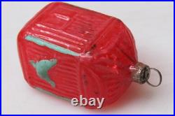 VTG Unsilvered Glass BIRD CAGE Tinsel In Feather Tree Christmas Ornament Germany
