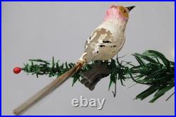 VTG Unsilvered Glass LARGE EYE Turn Head BIRD Clip On Christmas Ornament German