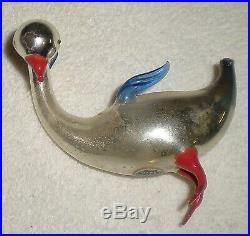 Very Rare Antique Blown Mercury Art Glass Goose Christmas Ornament Germany