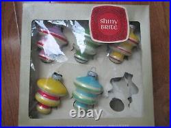 ViNtAgE SHINY BRITE/BOXED-Colored MICA UFO/TOPS Glass Xmas Tree Orns/ FREE ship