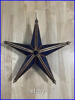 Victorian Tiffany Style Colbalt Blue Stained Glass Star Large Christmas Ornament
