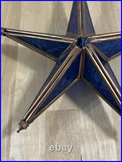 Victorian Tiffany Style Colbalt Blue Stained Glass Star Large Christmas Ornament