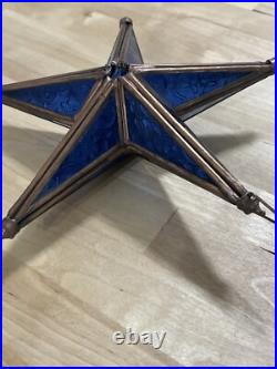 Victorian Tiffany Style Colbalt Blue Stained Glass Star Large Christmas Ornament