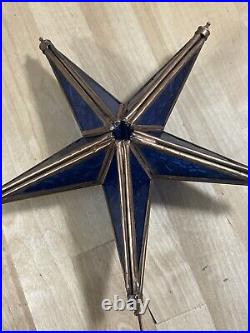 Victorian Tiffany Style Colbalt Blue Stained Glass Star Large Christmas Ornament