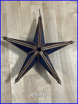 Victorian Tiffany Style Colbalt Blue Stained Glass Star Large Christmas Ornament