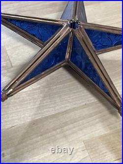 Victorian Tiffany Style Colbalt Blue Stained Glass Star Large Christmas Ornament