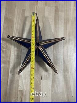 Victorian Tiffany Style Colbalt Blue Stained Glass Star Large Christmas Ornament