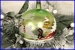 Vig Fantasia Green Mercury Glass Ornament Santa in Sleigh withreindeer Poland 4.5 Vig Fantasia Green Mercury Glass Ornament Santa in Sleigh withreindeer Poland 4.5