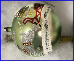 Vig Fantasia Green Mercury Glass Ornament Santa in Sleigh withreindeer Poland 4.5 Vig Fantasia Green Mercury Glass Ornament Santa in Sleigh withreindeer Poland 4.5