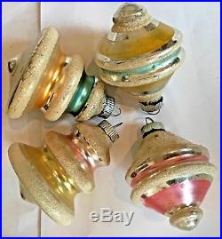 Vintage 12 Frosted Assorted Atomic Shape Shiny Brite Glass Christmas Ornaments