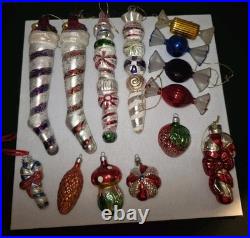 Vintage 14 Pc Handblown Glass Christmas Ornaments Kurt Adler And Mercury Glass