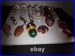 Vintage 14 Pc Handblown Glass Christmas Ornaments Kurt Adler And Mercury Glass