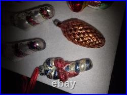 Vintage 14 Pc Handblown Glass Christmas Ornaments Kurt Adler And Mercury Glass