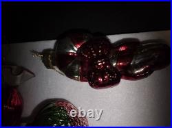 Vintage 14 Pc Handblown Glass Christmas Ornaments Kurt Adler And Mercury Glass