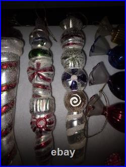 Vintage 14 Pc Handblown Glass Christmas Ornaments Kurt Adler And Mercury Glass