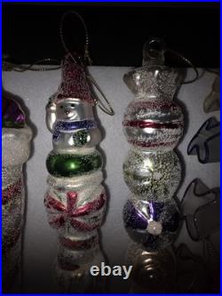 Vintage 14 Pc Handblown Glass Christmas Ornaments Kurt Adler And Mercury Glass