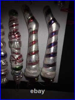 Vintage 14 Pc Handblown Glass Christmas Ornaments Kurt Adler And Mercury Glass