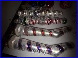 Vintage 14 Pc Handblown Glass Christmas Ornaments Kurt Adler And Mercury Glass