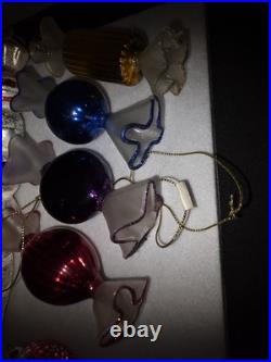 Vintage 14 Pc Handblown Glass Christmas Ornaments Kurt Adler And Mercury Glass