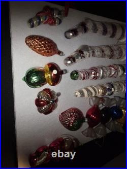 Vintage 14 Pc Handblown Glass Christmas Ornaments Kurt Adler And Mercury Glass