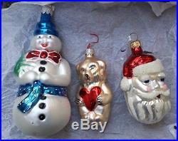 Vintage 15 Poland Polish Glass Christmas Tree Ornament St Nicholas/Pig/Bear Plus