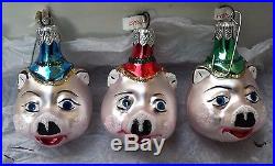 Vintage 15 Poland Polish Glass Christmas Tree Ornament St Nicholas/Pig/Bear Plus