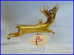 Vintage 1920's Bimini German Blown AMBER / GOLD Art Glass DEER Ornament