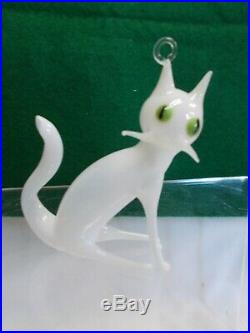 Vintage 1920's Bimini German Blown Art Glass CAT Christmas Ornament #3
