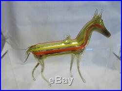 Vintage 1920's Bimini German Blown Art Glass Multi-Striped HORSE Ornament #1