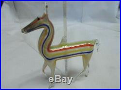 Vintage 1920's Bimini German Blown Art Glass Multi-Striped HORSE Ornament #2
