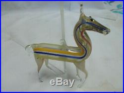 Vintage 1920's Bimini German Blown Art Glass Multi-Striped HORSE Ornament #2