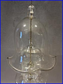 Vintage 1980s Scallop Edged Clear Glass 5 Tier Nesting Bell Christmas Ornament