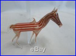 Vintage'20's Bimini German Blown Art Glass RED Striped HORSE Ornament #1