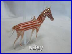 Vintage'20's Bimini German Blown Art Glass RED Striped HORSE Ornament #1
