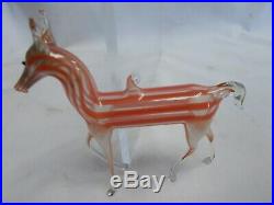 Vintage'20's Bimini German Blown Art Glass RED Striped HORSE Ornament #2