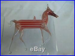 Vintage'20's Bimini German Blown Art Glass RED Striped HORSE Ornament #2
