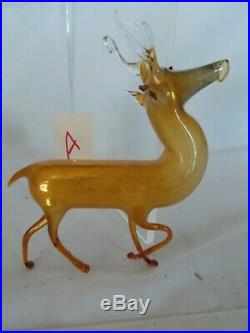 Vintage 20's Bimini German Blown GOLD / MERCURY Art Glass DEER Ornament