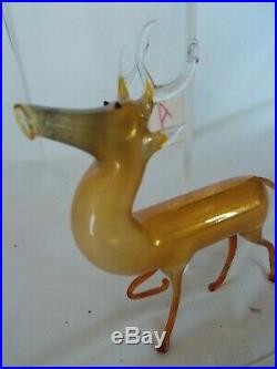 Vintage 20's Bimini German Blown GOLD / MERCURY Art Glass DEER Ornament