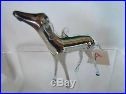 Vintage 20's Bimini German Blown SILVER MERCURY Art Glass DOG Ornament #A