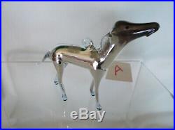 Vintage 20's Bimini German Blown SILVER MERCURY Art Glass DOG Ornament #A